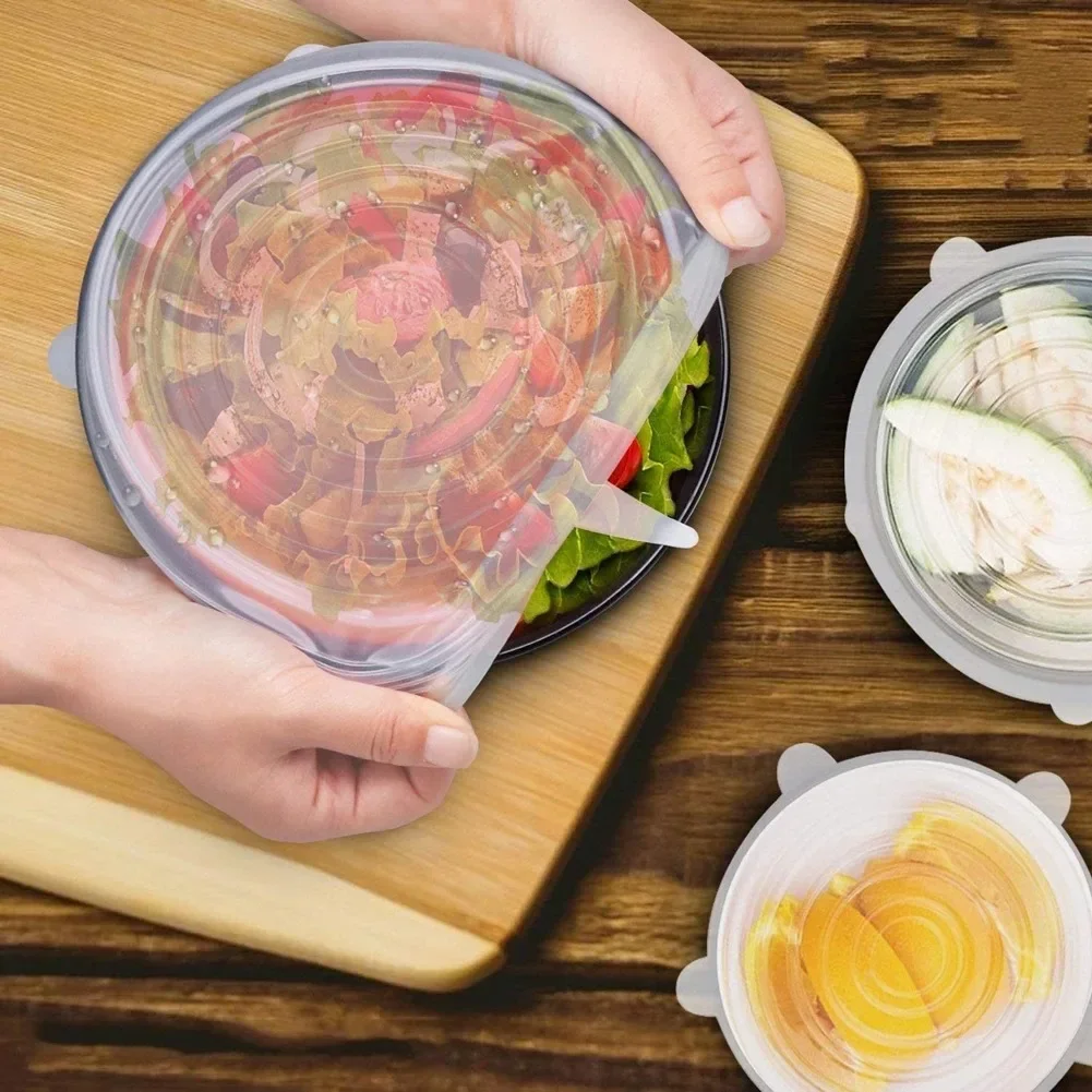 Set de 5 Tapas de silicona elástica ajustable para Alimentos