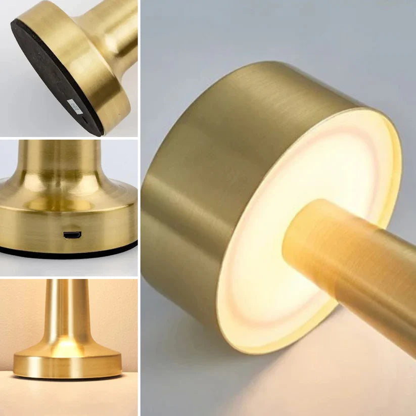 Lampara De Mesa Touch Led Recargable Usb Dorada