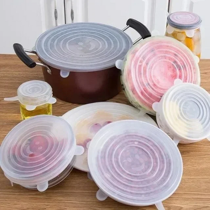 Set de 5 Tapas de silicona elástica ajustable para Alimentos