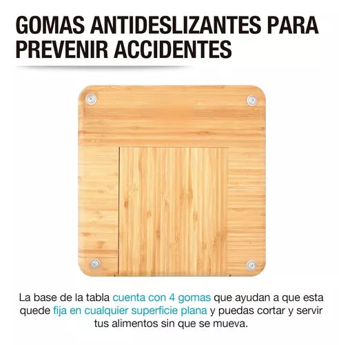 Tabla Para Quesos De Madera Bambú + 4 accesorios