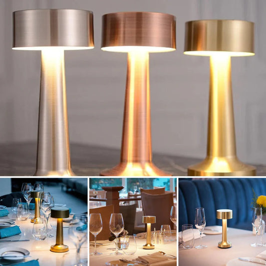 Lampara De Mesa Touch Led Recargable Usb Plateada