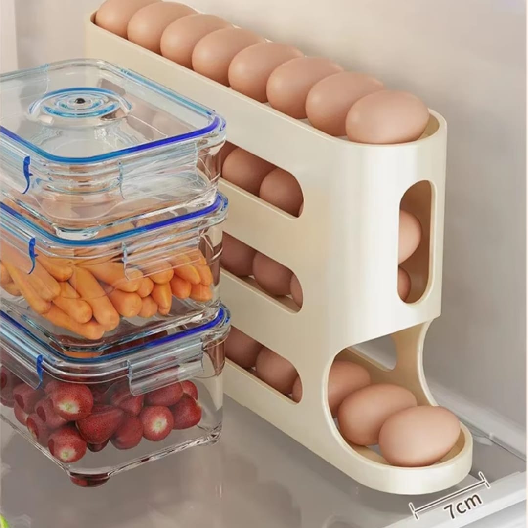 Dispensador de Huevos de 4 Niveles con Diseño Automático y Ahorro de Espacio