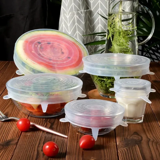 Set de 5 Tapas de silicona elástica ajustable para Alimentos